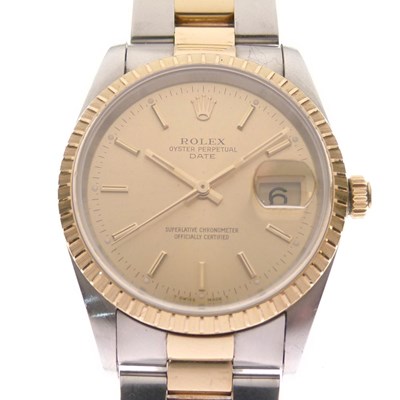 Lot 95 - Rolex - Gentleman's Oyster Perpetual Date bi-colour stainless steel wristwatch