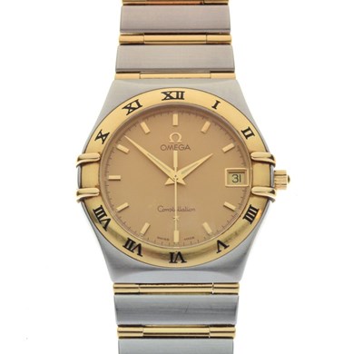Lot 96 - Gentlemans' Omega Constellation bi-colour stainless steel wristwatch