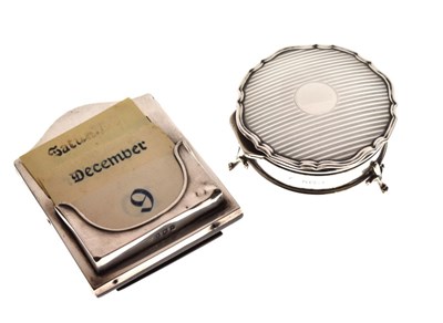 Lot 177 - George VI silver trinket box together with a George V silver fronted desk calendar