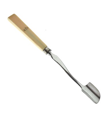 Lot 257 - Victorian ivorine handled plated cheese scoop, 25cm long