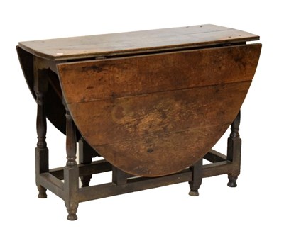 Lot 715 - 17th/18th century oak oval gateleg dining table