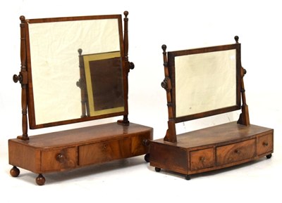 Lot 666 - Two Georgian mahogany and string inlaid bow front box base dressing mirrors