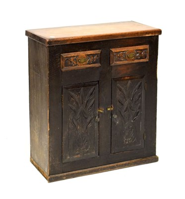 Lot 682 - Antique oak cupboard with carved drawers and doors