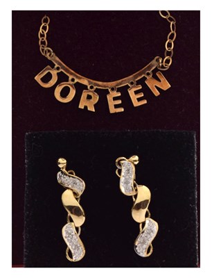 Lot 47 - 9ct gold 'Doreen' name necklace