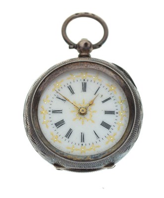 Lot 85 - Swiss 935 standard white metal fob watch