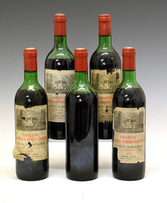 Lot 585 - Five bottles Chateau Saint-Andre Corbin, Saint-Georges-Saint-Emilion, France, 1978