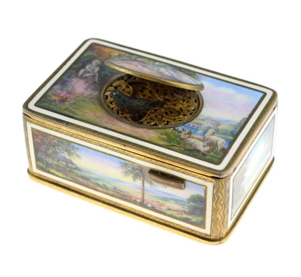 Lot 163 - Karl Griesbaum of Triberg - good quality enamel singing bird box