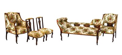 Lot 584 - Edwardian inlaid rosewood drawing room suite
