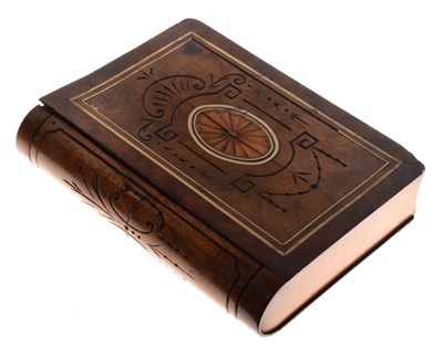 Lot 280 - Walnut and inlaid trinket box in the form of a book