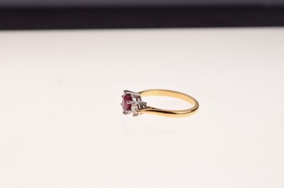Lot 7 - Ruby and diamond three stone ring