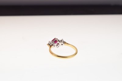 Lot 7 - Ruby and diamond three stone ring
