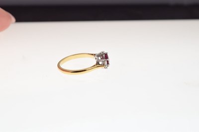 Lot 7 - Ruby and diamond three stone ring