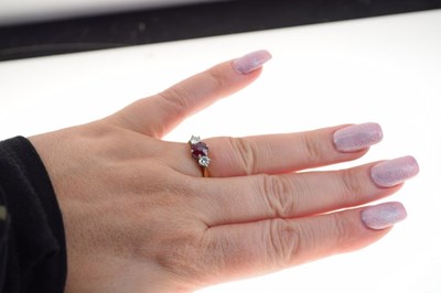 Lot 7 - Ruby and diamond three stone ring
