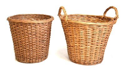 Lot 627 - Two wicker baskets and a brass fire surround