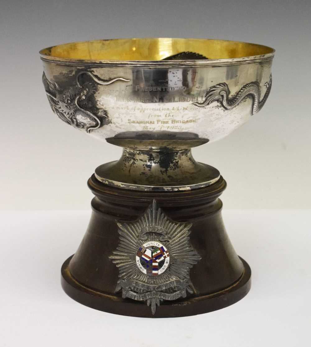 Lot 127 - Shanghai Fire Brigade white metal presentation bowl