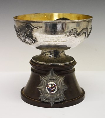 Lot 127 - Shanghai Fire Brigade white metal presentation bowl