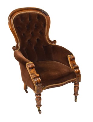 Lot 636 - Victorian deep-buttoned floral chair