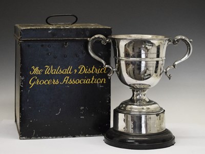 Lot 100 - George V silver trophy cup -Window Dressing Trophy, Walsall & District Grocers Association