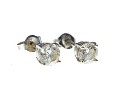 Lot 35 - Pair of single stone diamond 18ct white gold earstuds