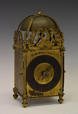 Lot 499 - Part 17th Century brass lantern clock