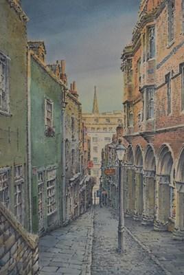 Lot 551 - Colin Newman, (b. 1923) - Watercolour, Christmas Steps, Bristol