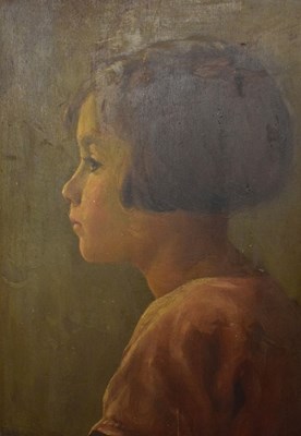 Lot 363 - Reginald James Bush (1869-1956) - Oil on panel, Portrait of a Girl