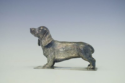 Lot 87 - Elizabeth II Scottish cast solid silver model of a Dachshund dog