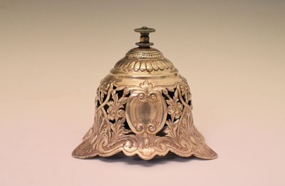 Lot 83 - Silver desk or call bell with embossed and pierced floral decoration