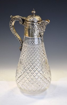 Lot 97 - Late Victorian silver mounted cut glass claret jug