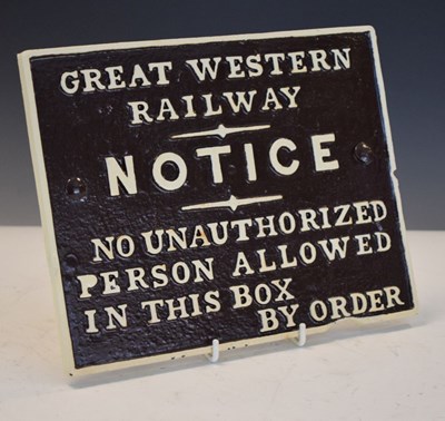 Lot 254 - GWR cast metal sign