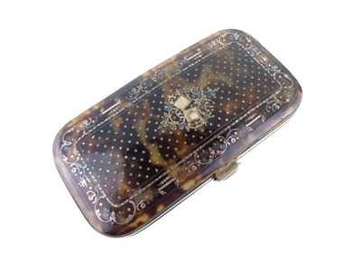 Lot 152 - Late 19th Century French tortoiseshell and pique work case