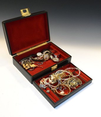 Lot 95 - Quantity of costume jewellery, bangle, opal set silver ring, rolled gold necklace, etc