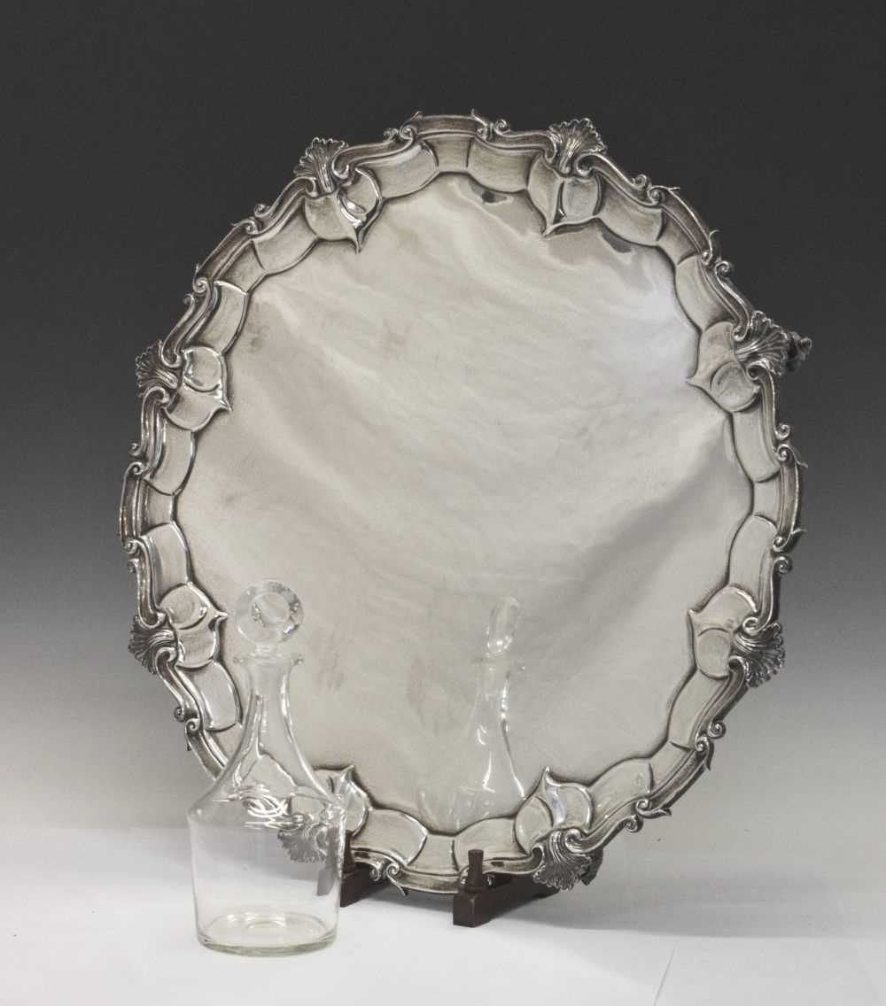 Lot 103 - Large Victorian silver salver, 64.5cm diameter, 5650g approx