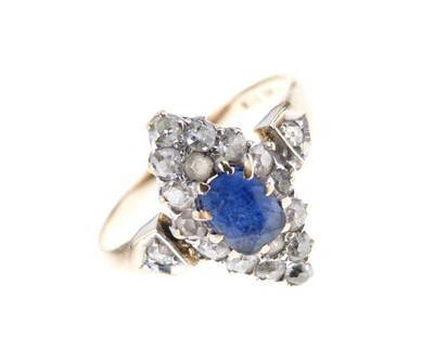 Lot 13 - Sapphire and diamond marquise shaped cluster ring