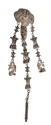 Lot 81 - White metal chatelaine, probably Continental