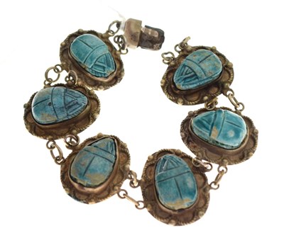 Lot 49 - Egyptian faience scarab bracelet
