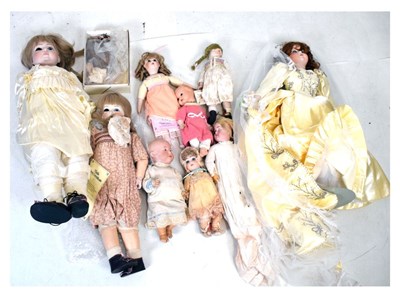 Lot 337 - Quantity of bisque head dolls,etc