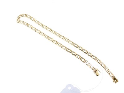 Lot 45 - Yellow metal (750) fancy curb-link necklace, 36.5g approx