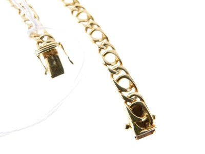 Lot 45 - Yellow metal (750) fancy curb-link necklace, 36.5g approx