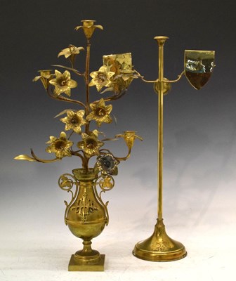 Lot 742 - Ecclesiastical candelabrum, together with an adjustable candelabrum