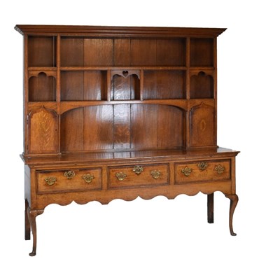 Lot 531 - George III inlaid oak dresser and rack