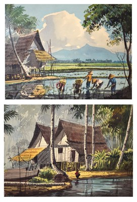 Lot 550 - A.B. Ibraham - Pair of Oriental watercolours
