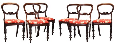 Lot 485 - Set of six Victorian balloon back dining chairs