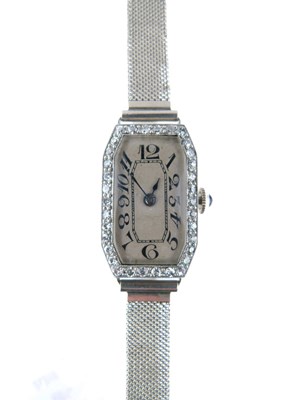 Lot 61 - Lady's Art Deco white metal cased cocktail bracelet watch