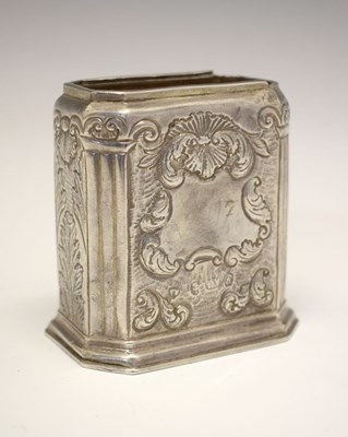 Lot 143 - Queen Anne silver tea caddy base of canted oblong form