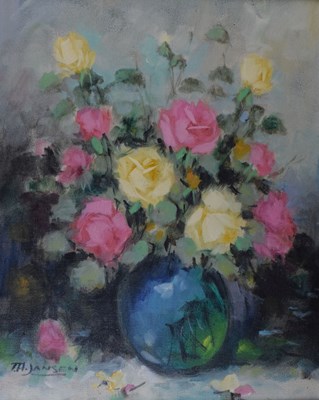 Lot 628 - T. Jansen - Oil on canvas - Still life with flowers