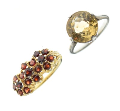 Lot 30 - Garnet 9ct gold ring and citrine ring