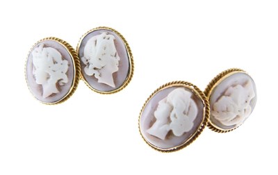 Lot 49 - Pair of Victorian shell cameo cufflinks