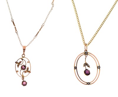 Lot 89 - Two Edwardian pendants on chains