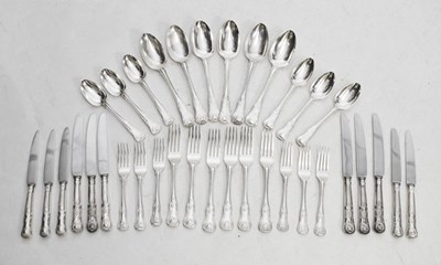 Lot 108 - Matched six person set of King's pattern silver flatware